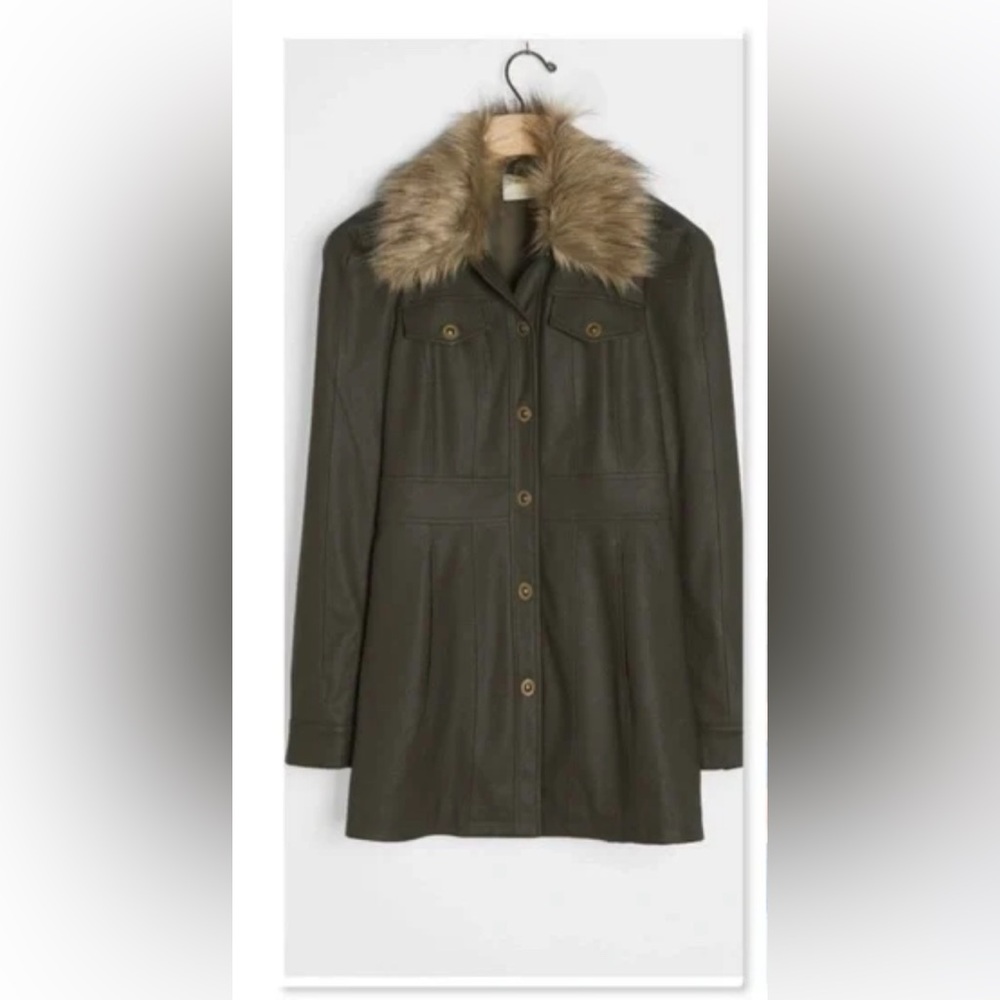 Anthropologie Maeve Fur-Trimmed Jacket